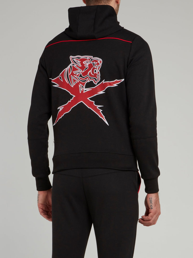 Черная толстовка с капюшоном и изображением тигра на спине