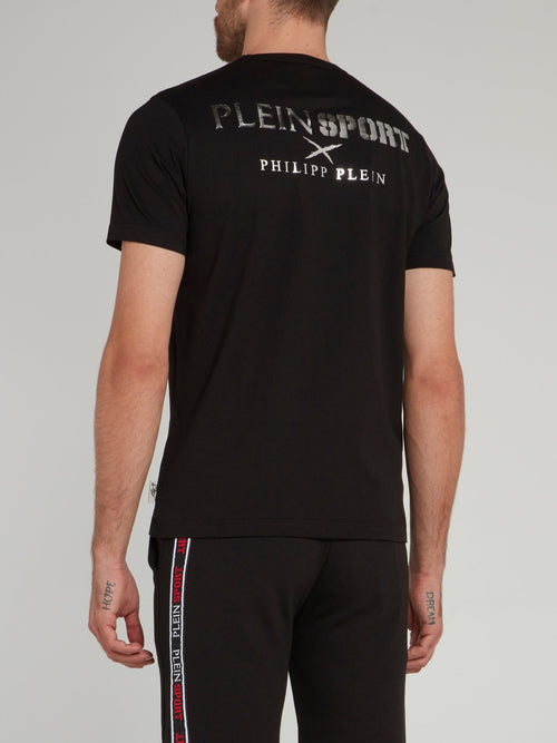 Хлопковая футболка с логотипом на спине