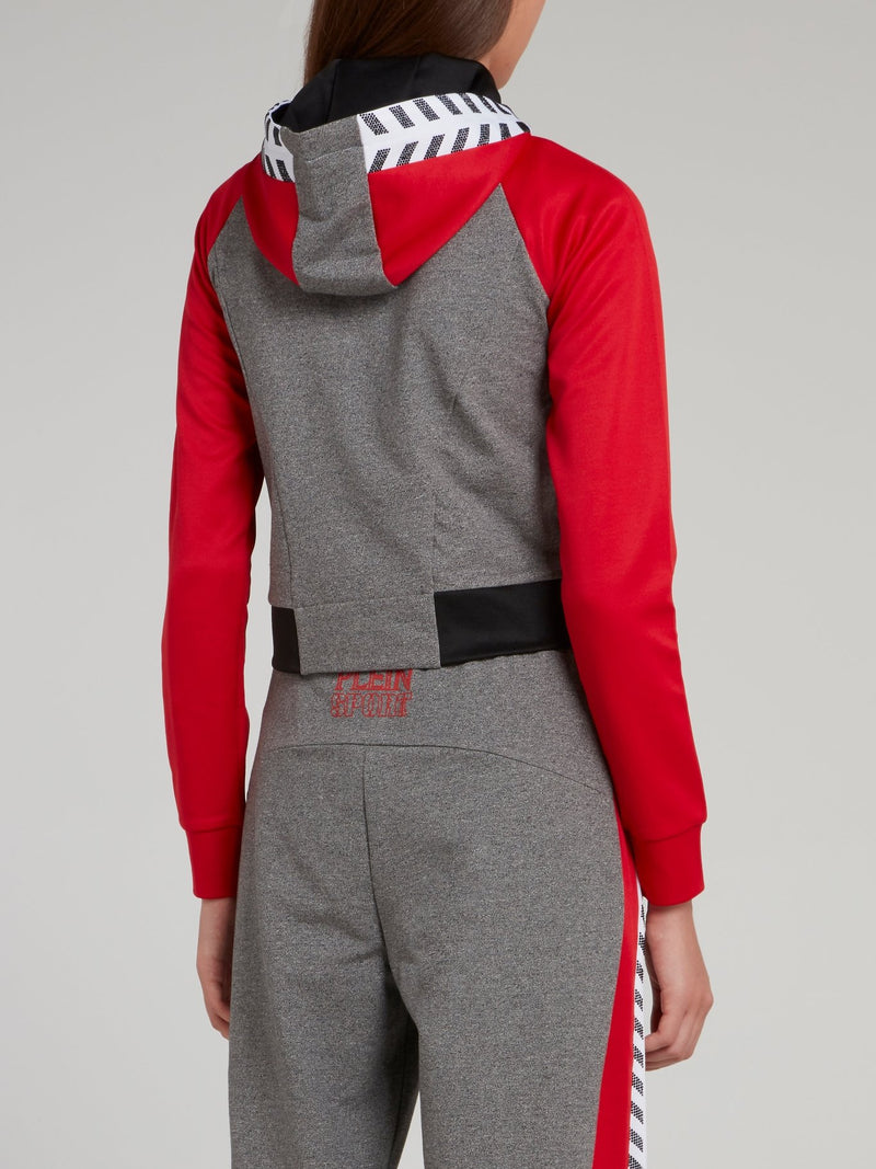 Хлопковая спортивная куртка с красными рукавами