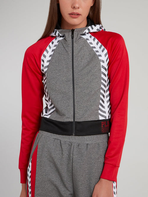 Хлопковая спортивная куртка с красными рукавами