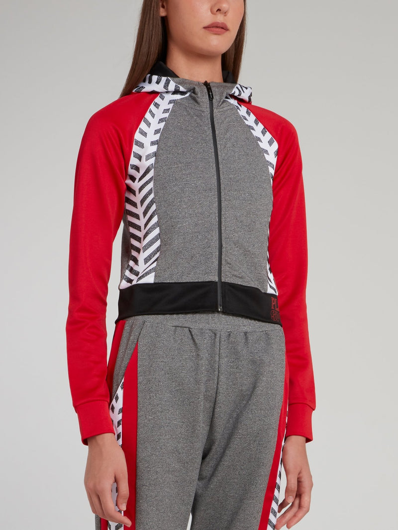 Хлопковая спортивная куртка с красными рукавами