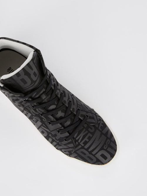 Черные высокие кроссовки с монограммой