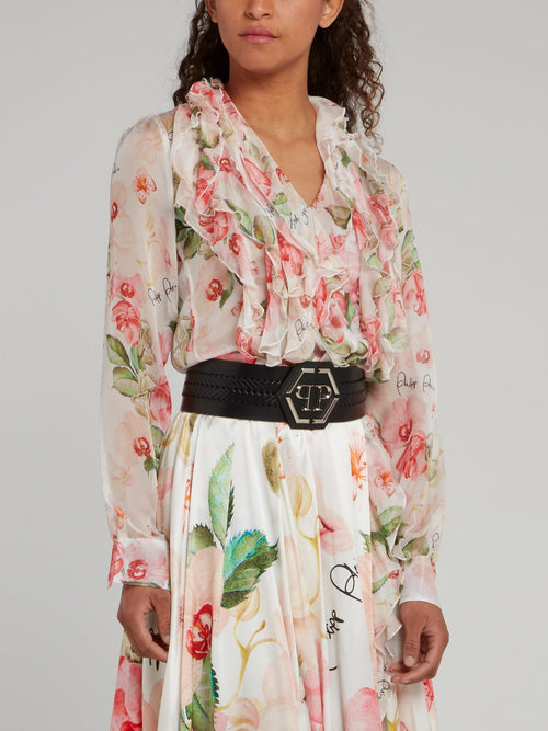 Черный кожаный пояс из нескольких ремешков