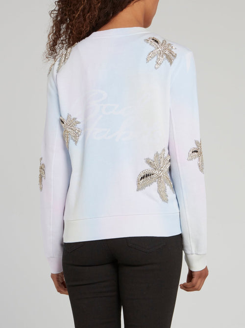 Свитшот с радужным рисунком и стразами Aloha Plein