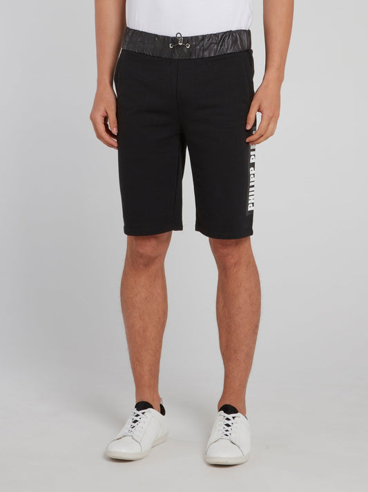 Черные спортивные шорты с поясом в рубчик