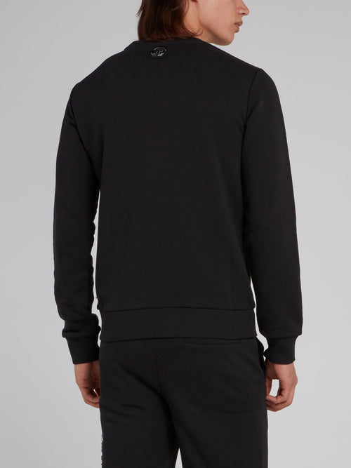 Черный свитшот с прорезиненным логотипом