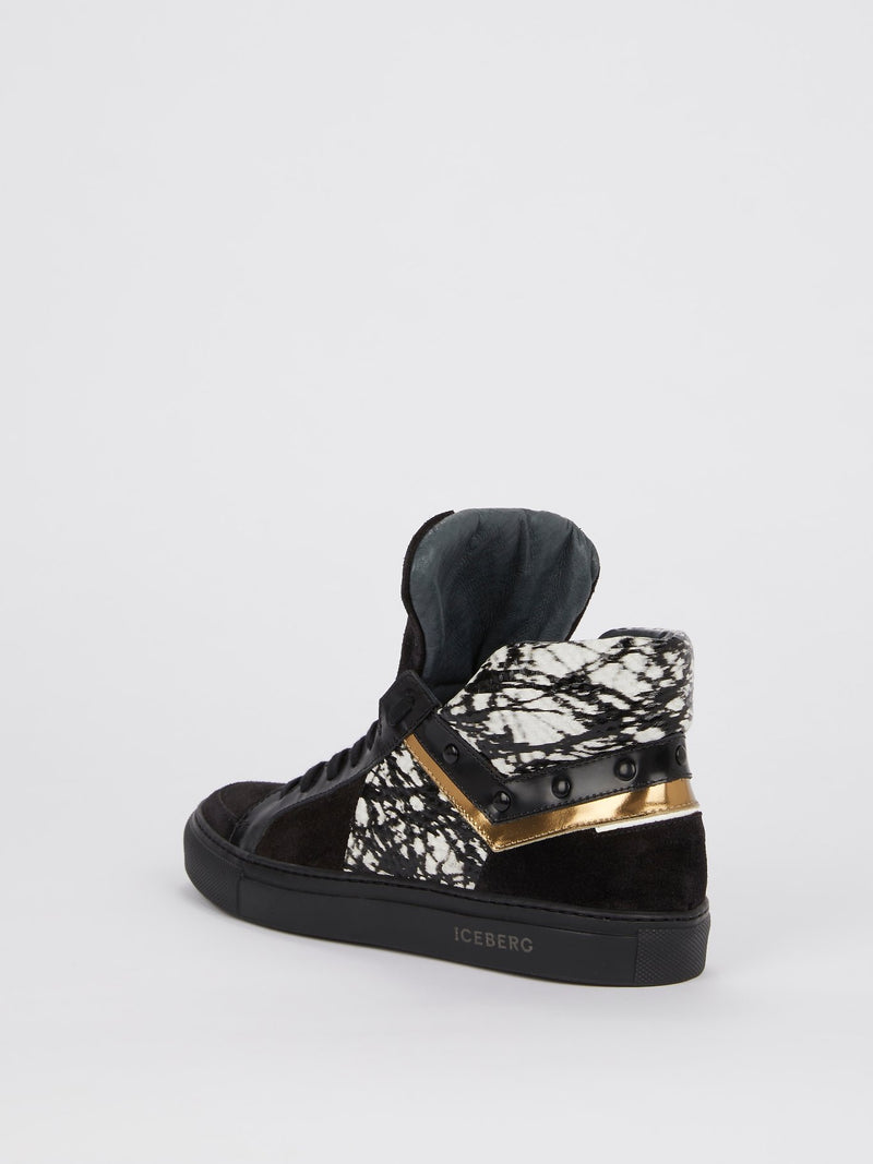 Черные высокие замшевые кроссовки