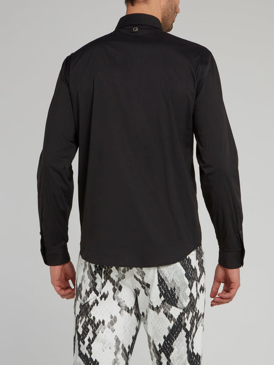 Черная рубашка с длинными рукавами и стразами