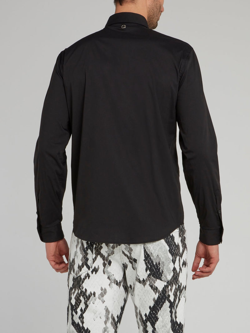 Черная рубашка с длинными рукавами и стразами