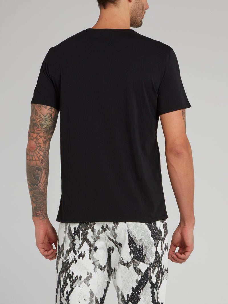 Черная хлопковая футболка с логотипом Frequency