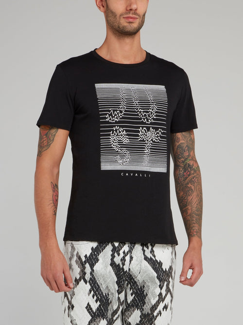 Черная хлопковая футболка с логотипом Frequency