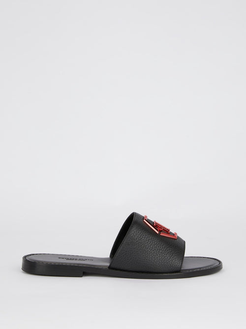 Кожаные шлепанцы с логотипом