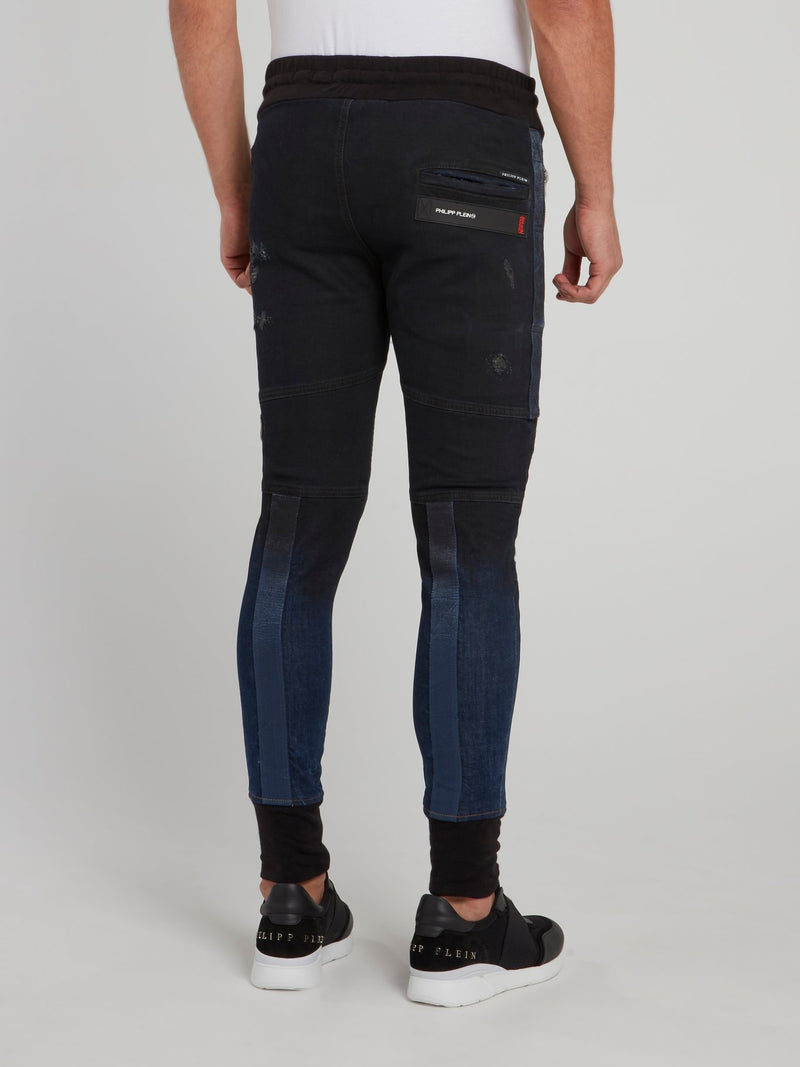 Спортивные брюки с рваной отделкой и шнурком