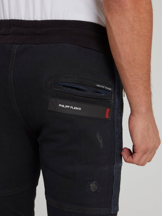 Спортивные брюки с рваной отделкой и шнурком