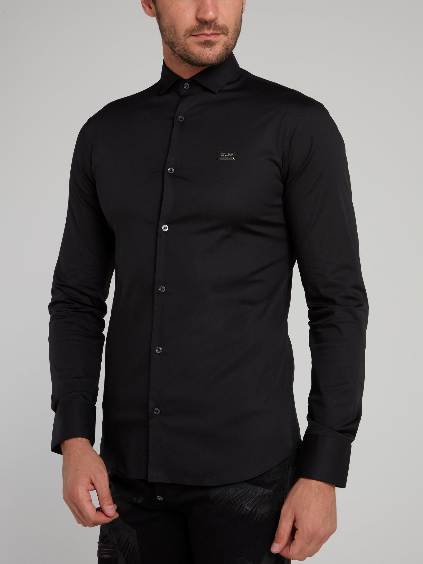 Черная рубашка с длинными рукавами с камуфляжным изображением черепа с эффектом змеиной кожи и стразами