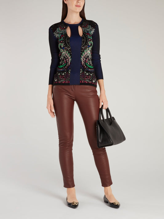 Свитер с вырезами и барочным принтом