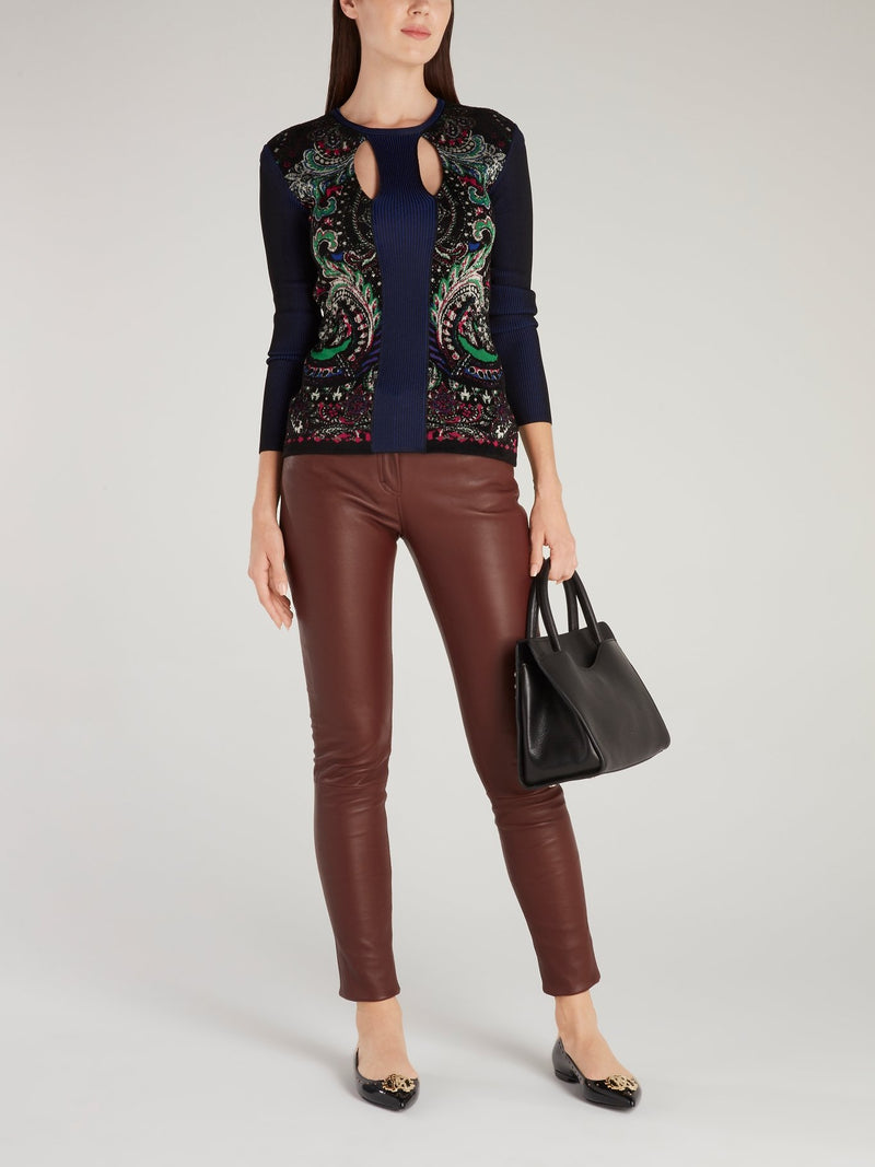 Свитер с вырезами и барочным принтом