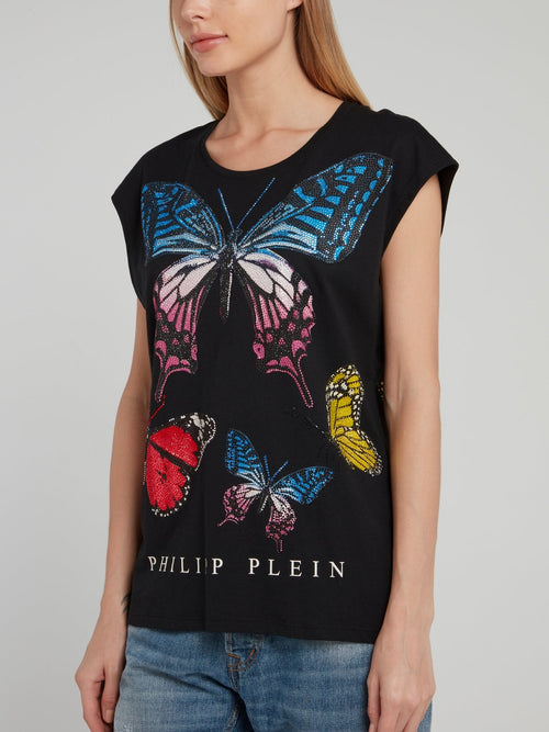 Черная футболка с рукавами 