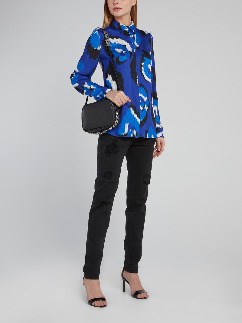 Черные джинсы с рваной отделкой