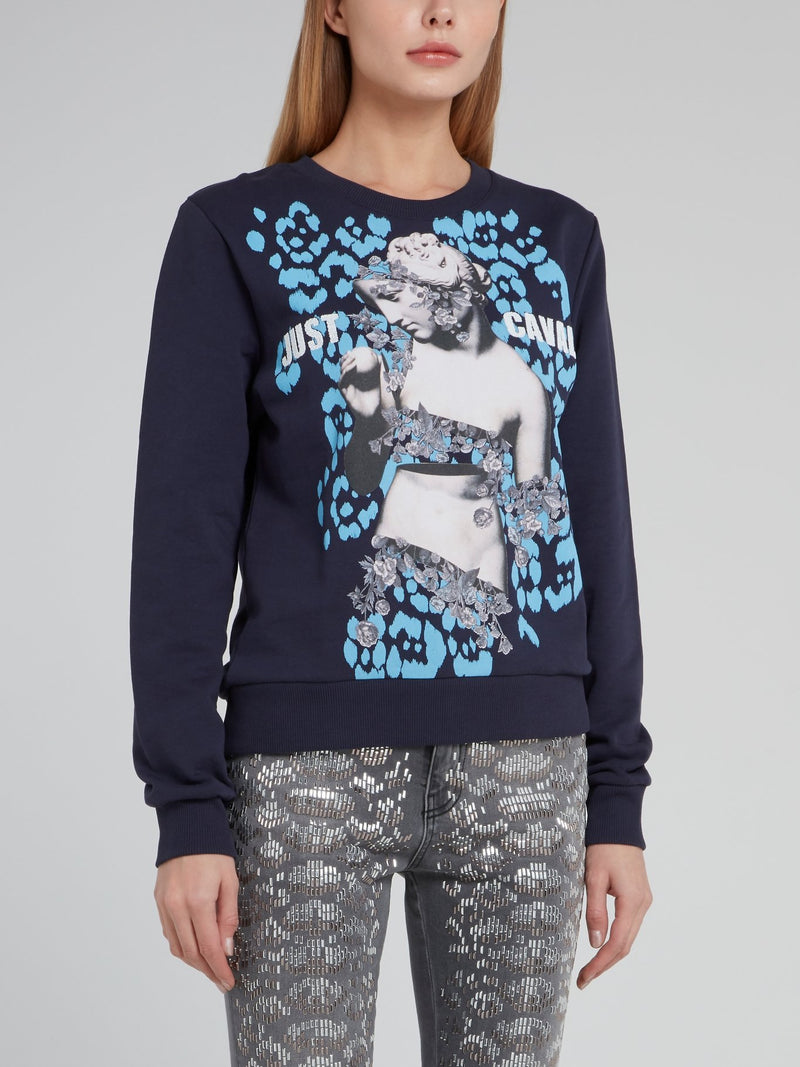 Черный свитшот с изображением скульптуры