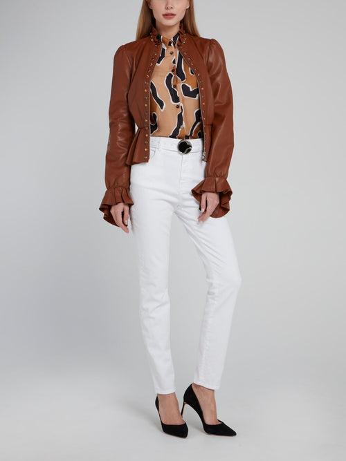 Brown Leopard Effect Viscose Shirt