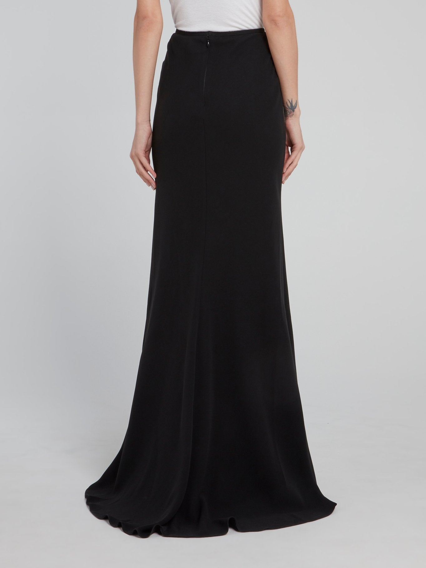 Черная длинная юбка-годе из крепа