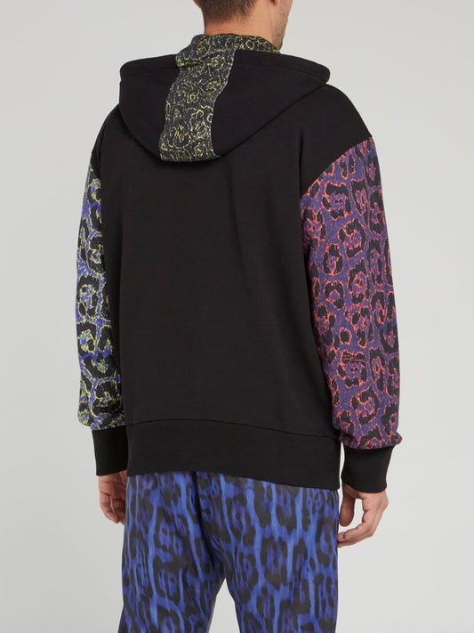 Разноцветная куртка на молнии с леопардовым принтом