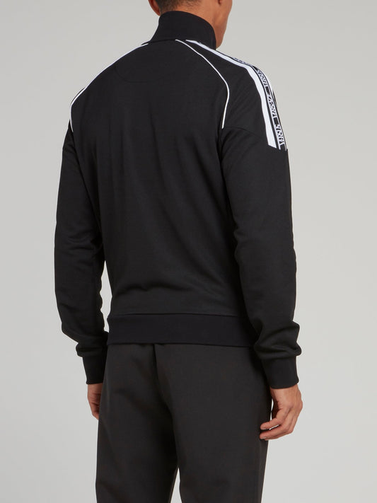 Черная толстовка на молнии с высоким воротником и логотипом