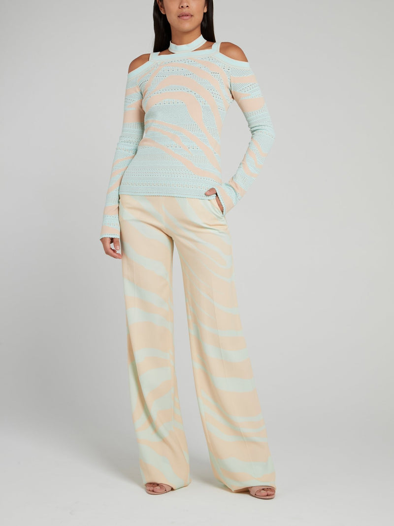 Halter Cold Shoulder Knitted Pullover