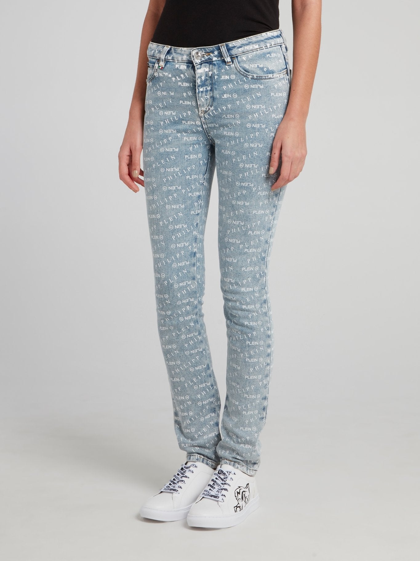 Облегающие джинсы с принтом в виде монограммы