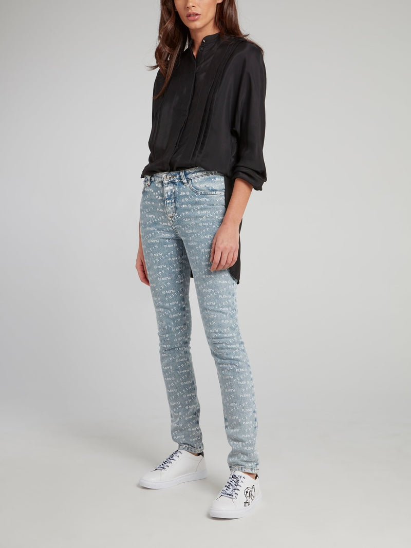 Облегающие джинсы с принтом в виде монограммы