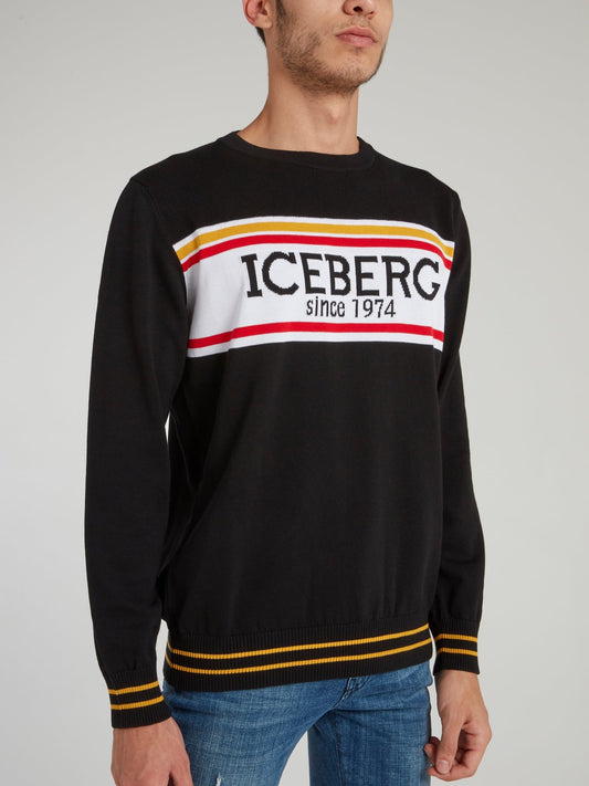 Черный трикотажный джемпер с логотипом