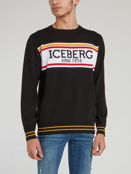 Черный трикотажный джемпер с логотипом