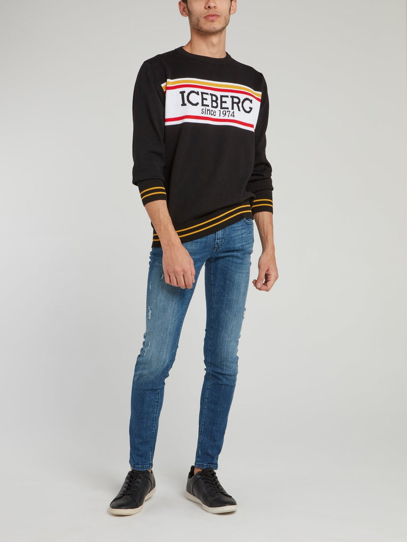 Черный трикотажный джемпер с логотипом