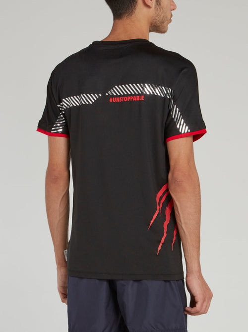 Черная хлопковая футболка с рисунком