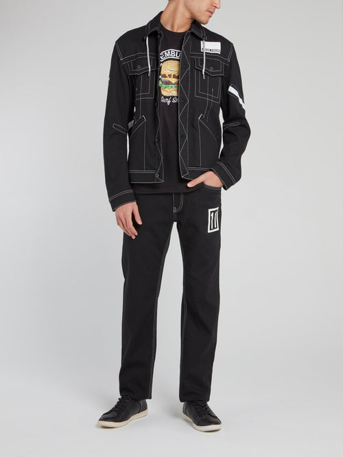 Черная футболка с изображением еды