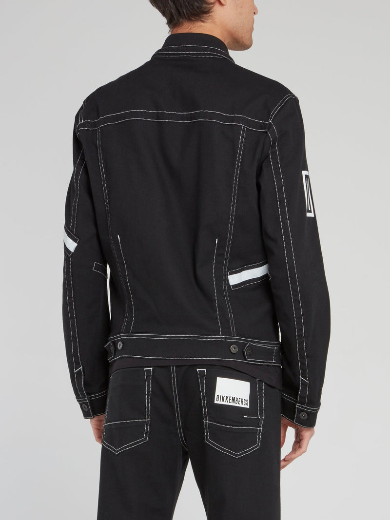 Черная куртка с воротником на шнуровке