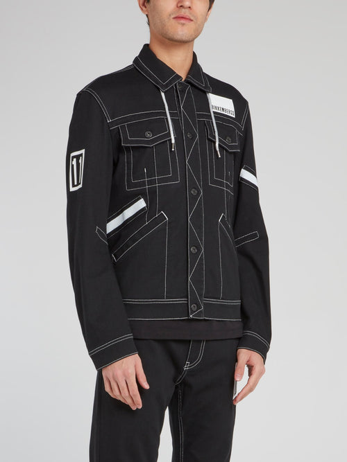 Черная куртка с воротником на шнуровке