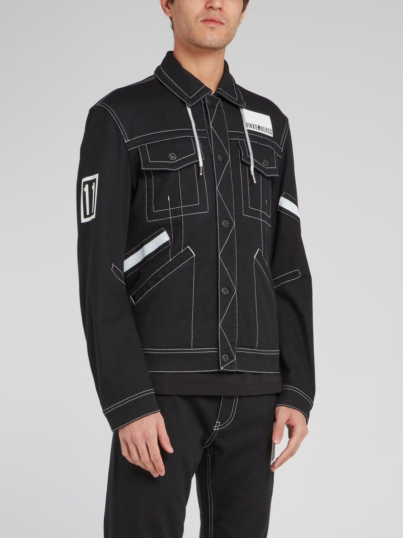 Черная куртка с воротником на шнуровке