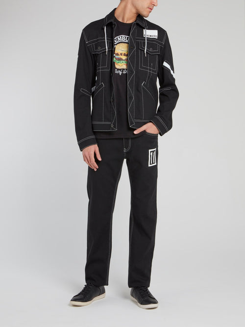 Черная куртка с воротником на шнуровке