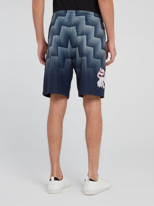 Темно-синие шорты со шнурком и принтом