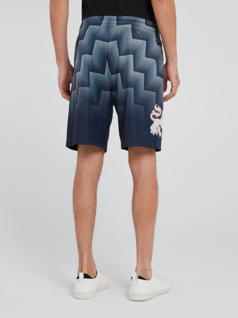 Темно-синие шорты со шнурком и принтом