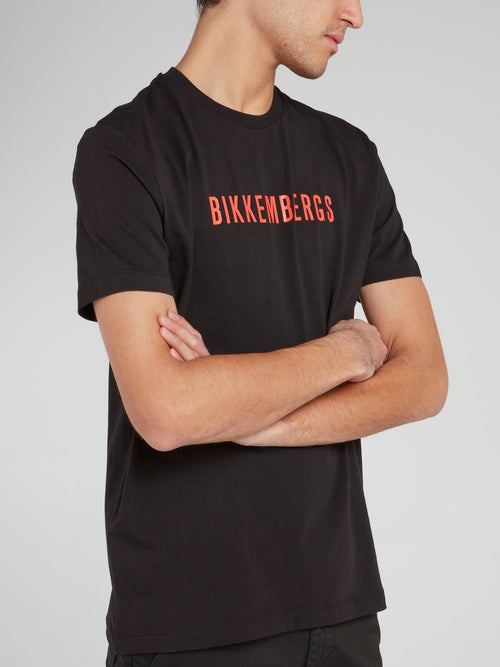 Черная хлопковая футболка с логотипом