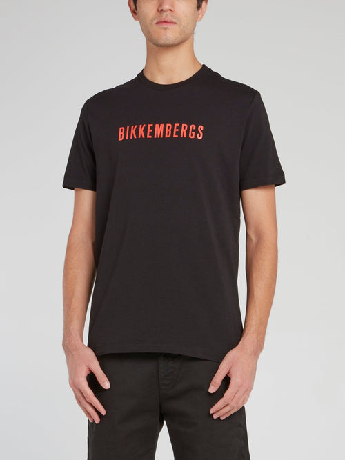 Черная хлопковая футболка с логотипом