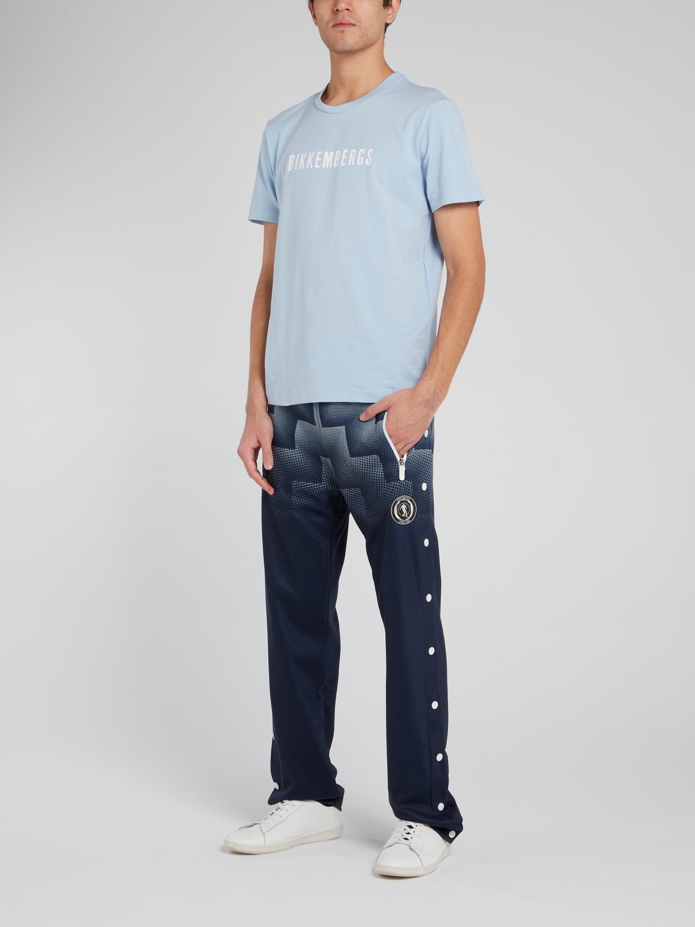 Голубая хлопковая футболка с логотипом