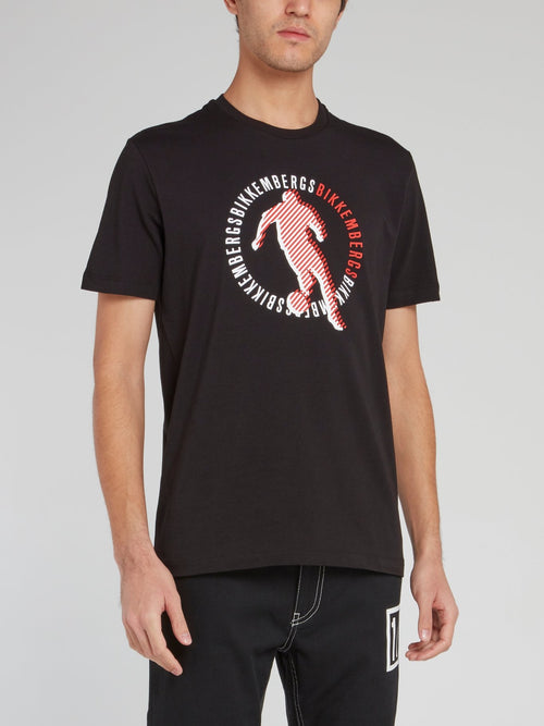 Черная футболка с круглым вырезом и рисунком Sport