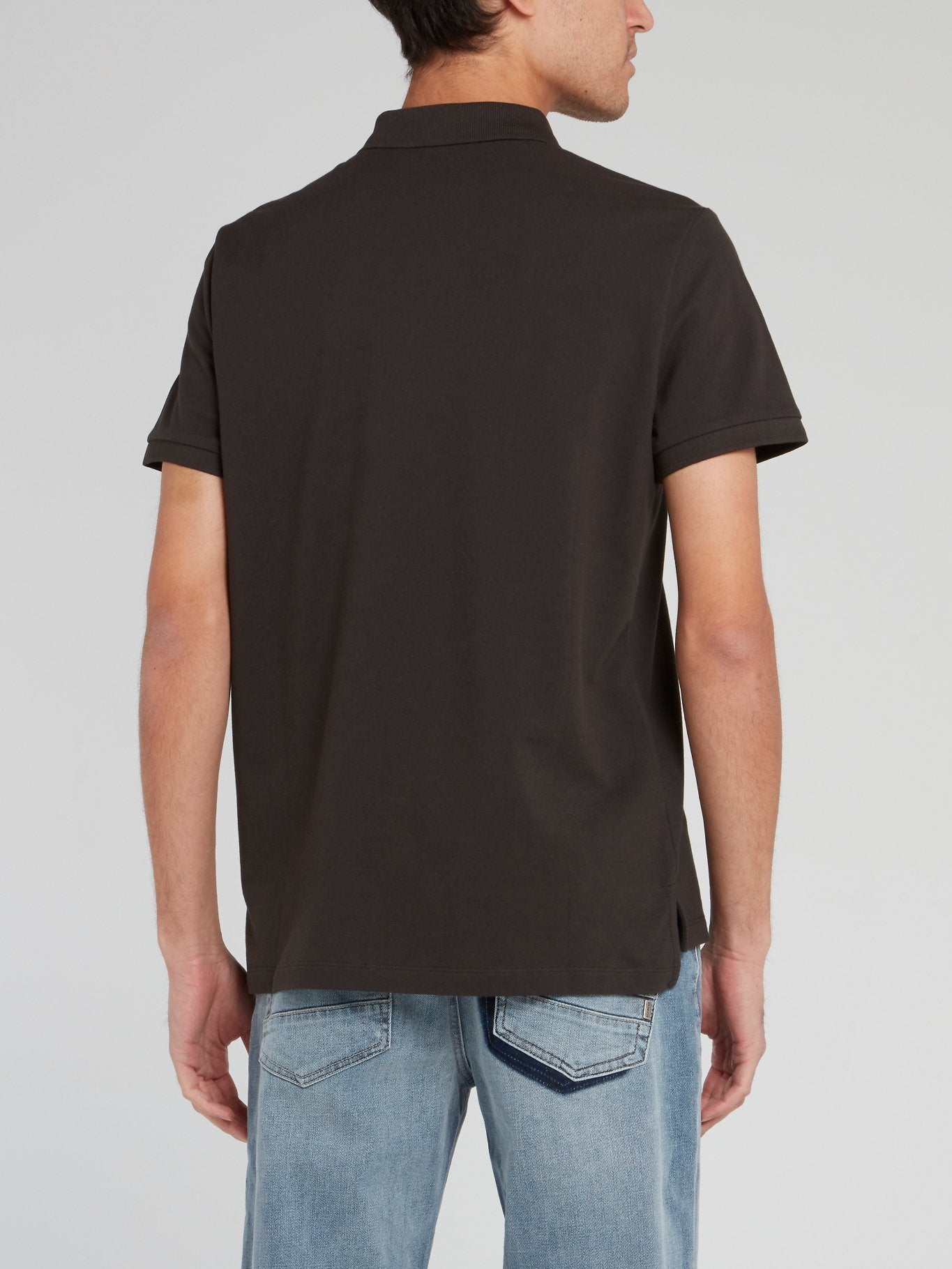 Черная хлопковая рубашка поло с вышитым логотипом