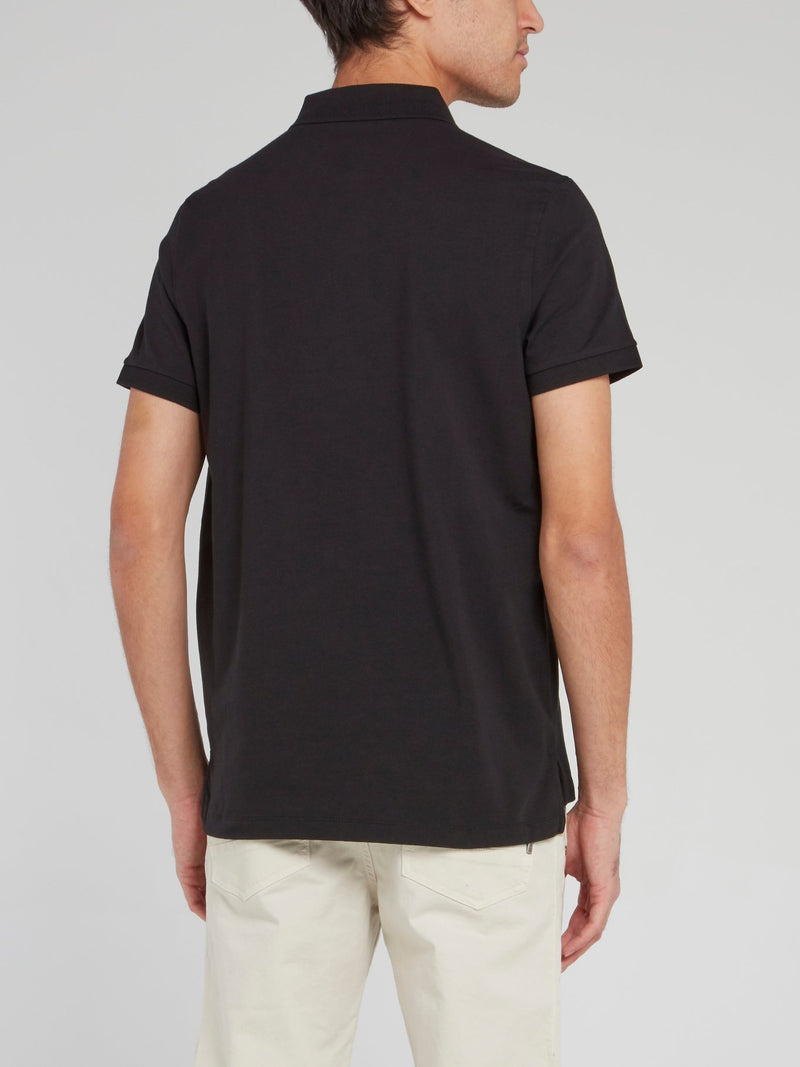 Черная хлопковая рубашка поло с логотипом