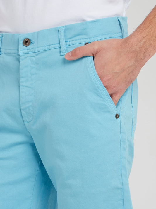 Голубые прямые шорты