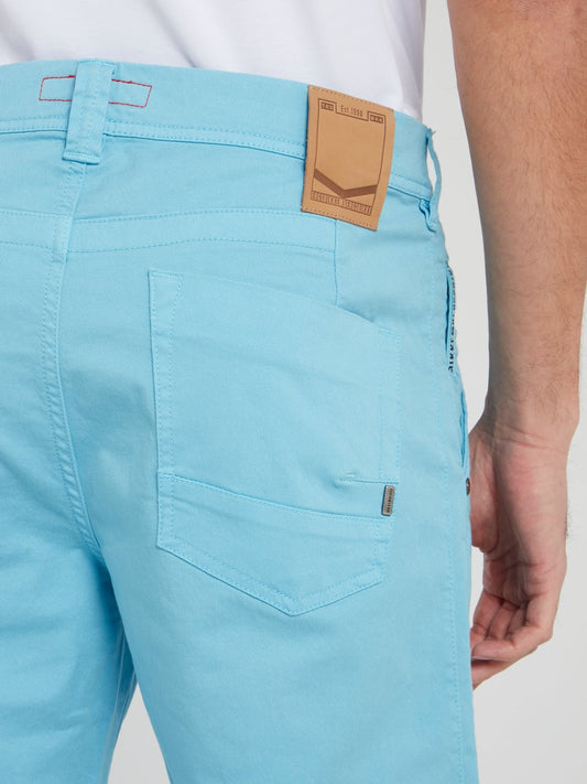 Голубые прямые шорты